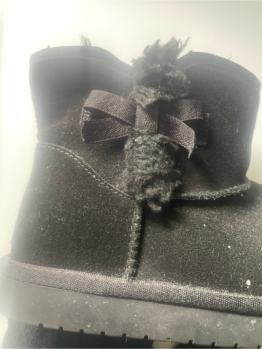 Koolaburra by Ugg Women's Black Faux Suede Winter Boot with Bow Accent